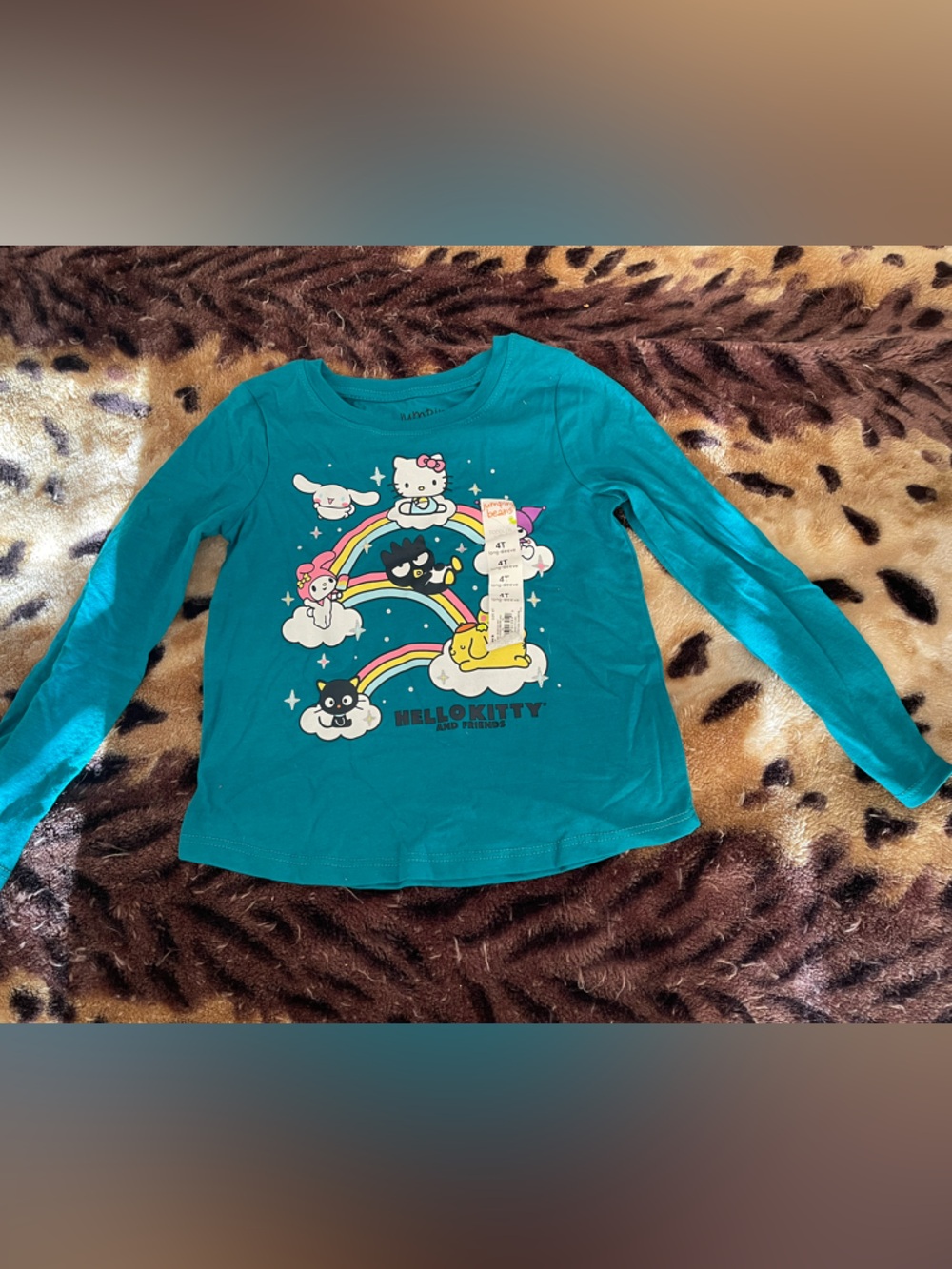Hello Kitty Teal Rainbow & Characters Long-Sleeve Tee